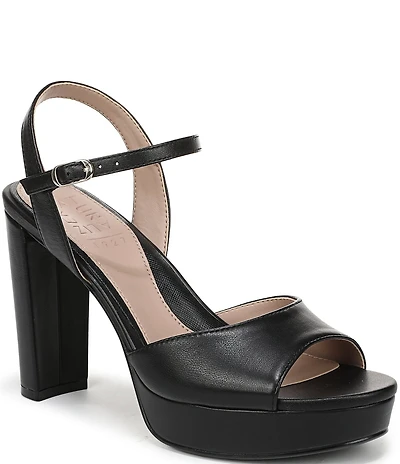 Naturalizer Marigold Leather Ankle Strap Platform Block Heel Sandals