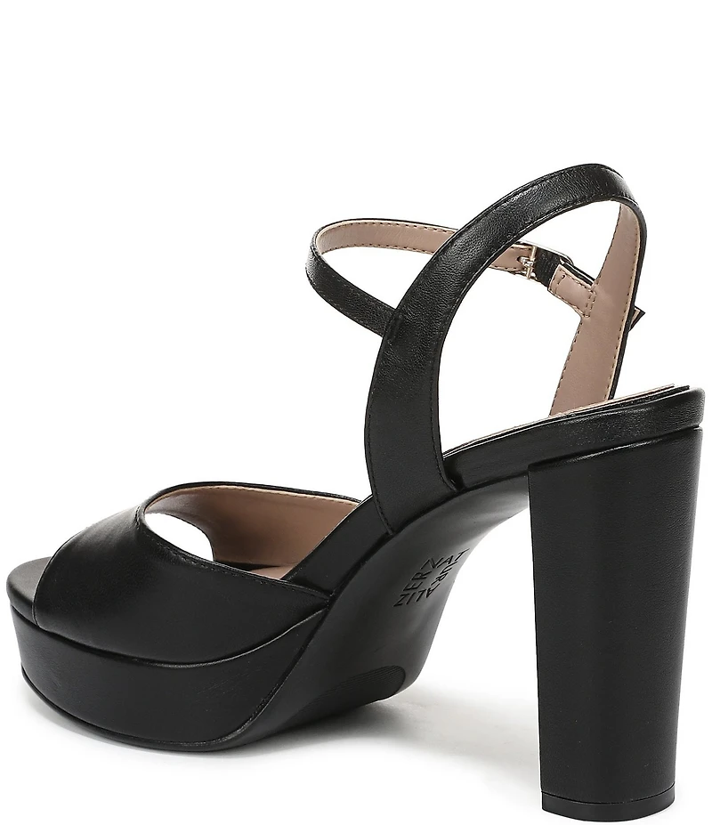 Naturalizer Marigold Leather Ankle Strap Platform Block Heel Sandals