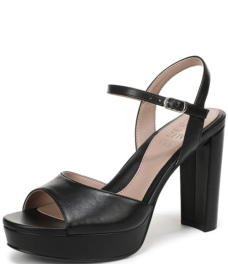 Naturalizer Marigold Leather Ankle Strap Platform Block Heel Sandals