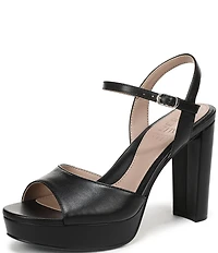 Naturalizer Marigold Leather Ankle Strap Platform Block Heel Sandals