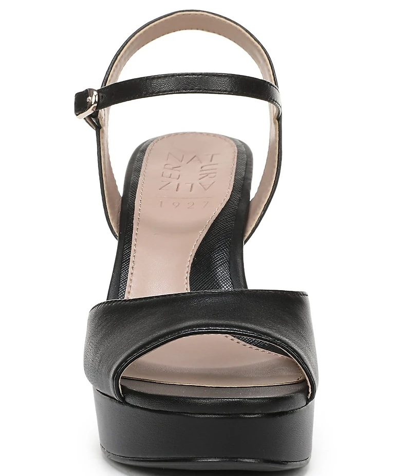 Naturalizer Marigold Leather Ankle Strap Platform Block Heel Sandals
