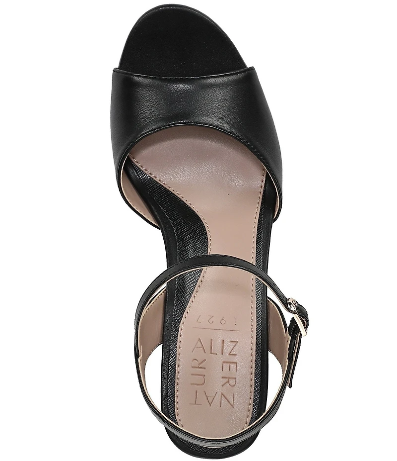 Naturalizer Marigold Leather Ankle Strap Platform Block Heel Sandals