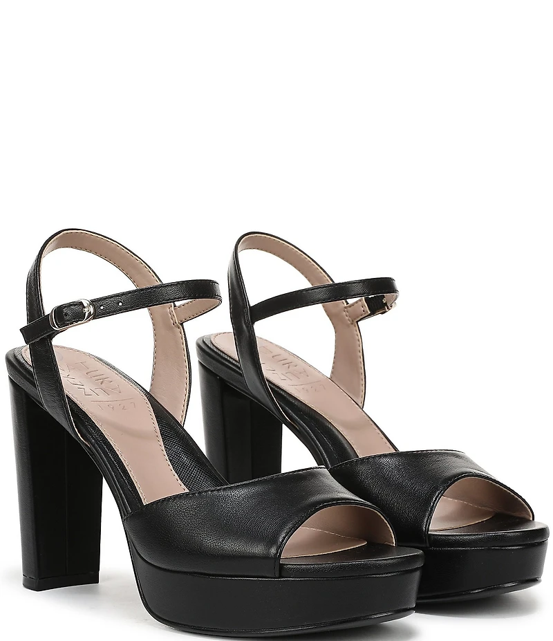 Naturalizer Marigold Leather Ankle Strap Platform Block Heel Sandals