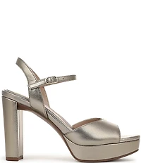 Naturalizer Marigold Metallic Leather Ankle Strap Platform Block Heel Sandals