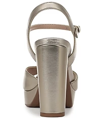 Naturalizer Marigold Metallic Leather Ankle Strap Platform Block Heel Sandals