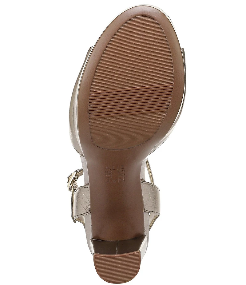 Naturalizer Marigold Metallic Leather Ankle Strap Platform Block Heel Sandals