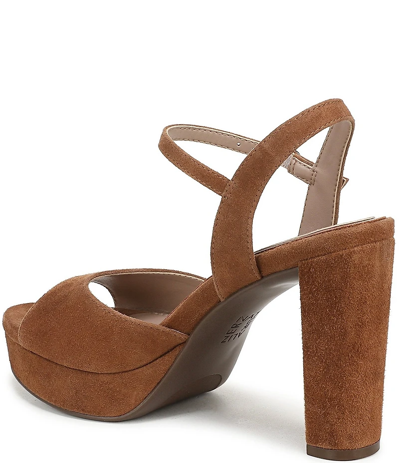 Naturalizer Marigold Suede Ankle Strap Platform Block Heel Sandals