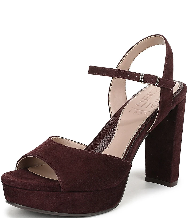 Naturalizer Marigold Suede Ankle Strap Platform Block Heel Sandals