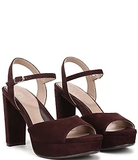 Naturalizer Marigold Suede Ankle Strap Platform Block Heel Sandals