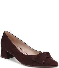 Naturalizer Mavis Suede Pointed Toe Block Heel Bow Pumps