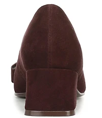 Naturalizer Mavis Suede Pointed Toe Block Heel Bow Pumps