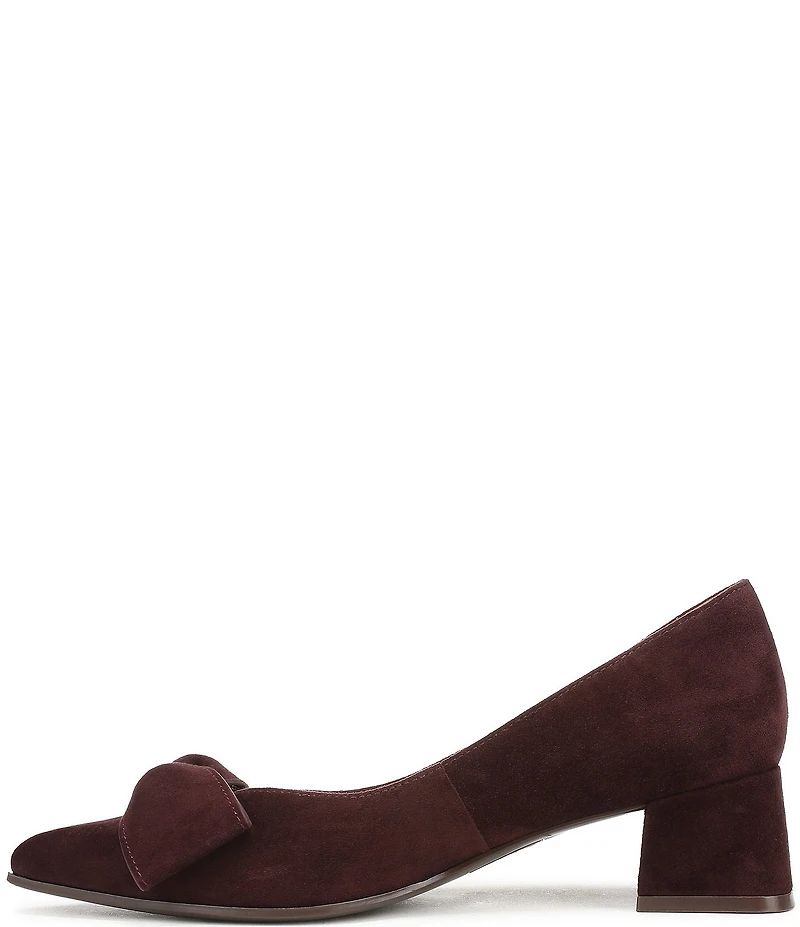 Naturalizer Mavis Suede Pointed Toe Block Heel Bow Pumps