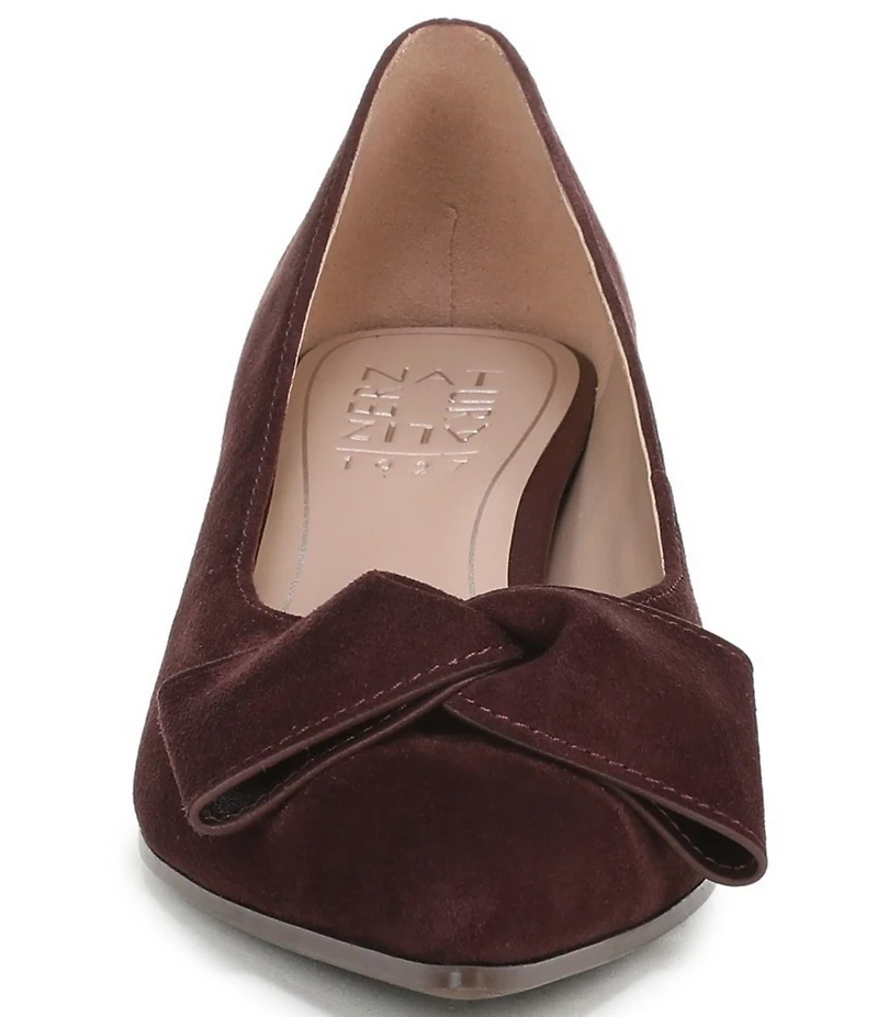 Naturalizer Mavis Suede Pointed Toe Block Heel Bow Pumps