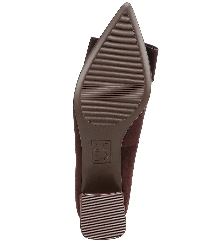 Naturalizer Mavis Suede Pointed Toe Block Heel Bow Pumps
