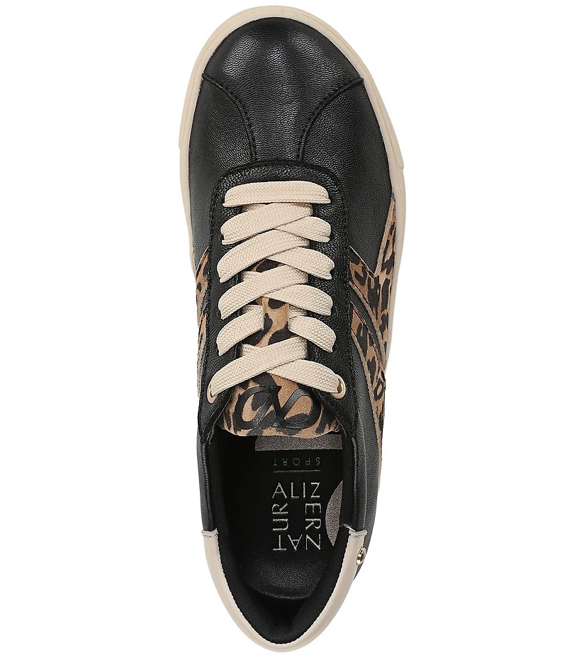Naturalizer Medina Leather Leopard Lace Up Sneakers