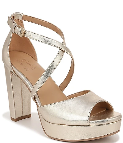 Naturalizer Melody Metallic Leather Platform Dress Sandals