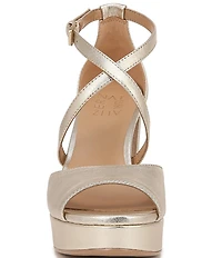 Naturalizer Melody Metallic Leather Platform Dress Sandals