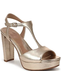 Naturalizer Miller Metallic Leather Peep Toe Ankle Strap Platform Dress Pumps