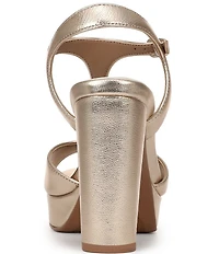 Naturalizer Miller Metallic Leather Peep Toe Ankle Strap Platform Dress Pumps