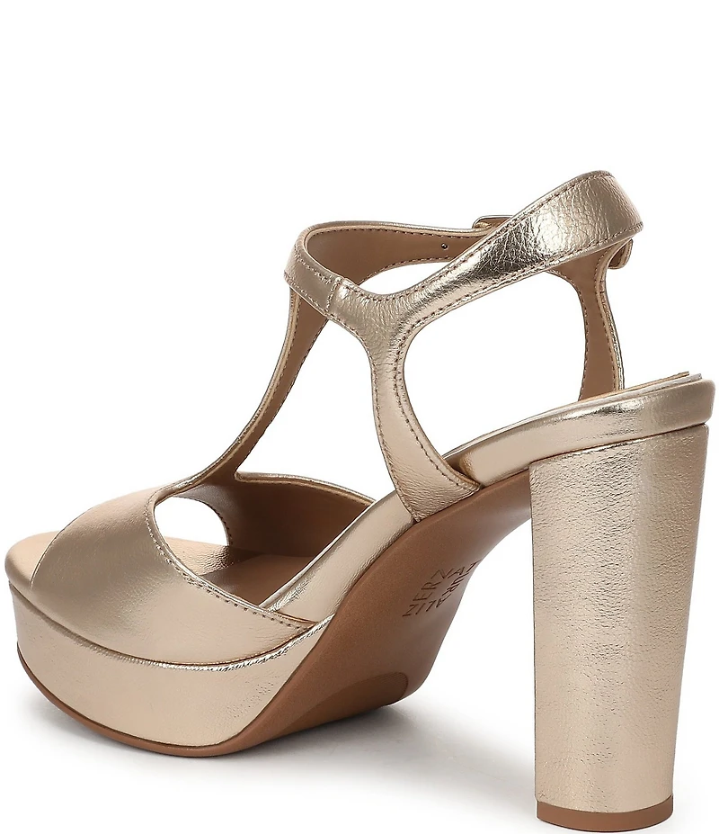 Naturalizer Miller Metallic Leather Peep Toe Ankle Strap Platform Dress Pumps