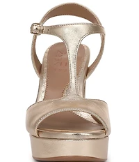 Naturalizer Miller Metallic Leather Peep Toe Ankle Strap Platform Dress Pumps