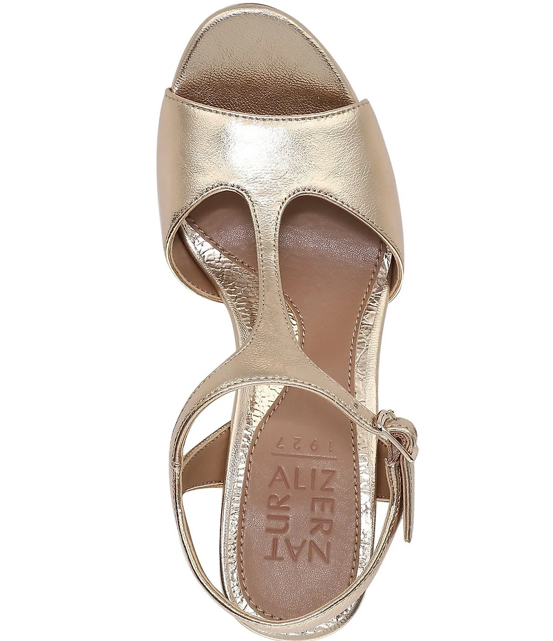 Naturalizer Miller Metallic Leather Peep Toe Ankle Strap Platform Dress Pumps