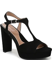 Naturalizer Miller Suede Peep Toe Ankle Strap Platform Dress Pumps