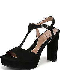 Naturalizer Miller Suede Peep Toe Ankle Strap Platform Dress Pumps