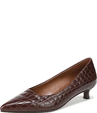 Naturalizer Natalia Croco Embossed Leather Kitten Heel Pumps