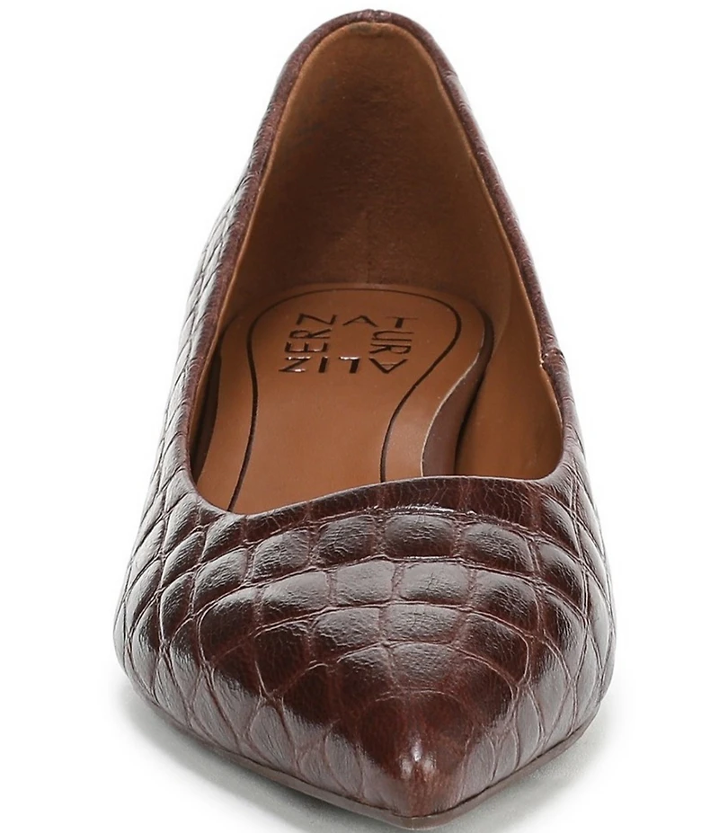Naturalizer Natalia Croco Embossed Leather Kitten Heel Pumps