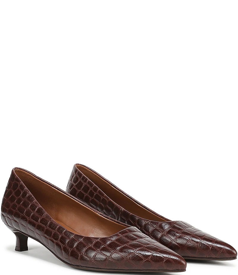 Naturalizer Natalia Croco Embossed Leather Kitten Heel Pumps