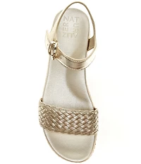 Naturalizer Neila Woven Leather Ankle Strap Espadrille Platform Sandals