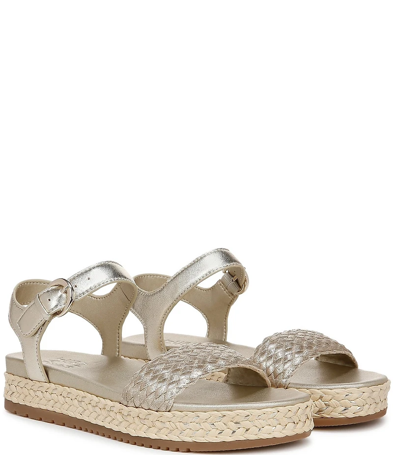 Naturalizer Neila Woven Leather Ankle Strap Espadrille Platform Sandals