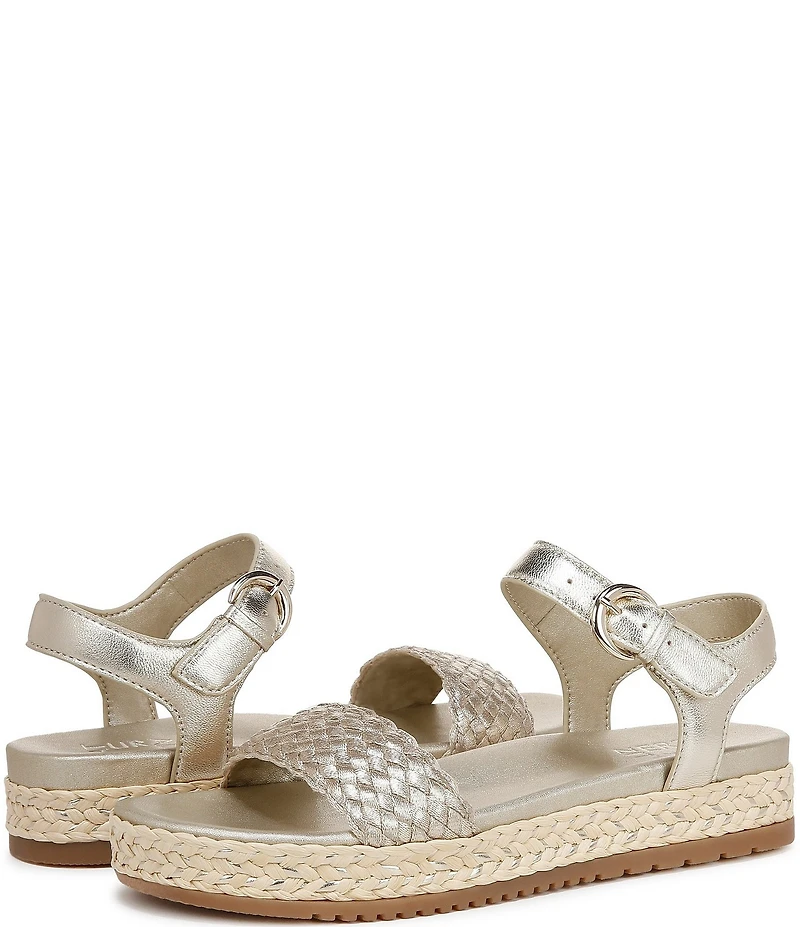 Naturalizer Neila Woven Leather Ankle Strap Espadrille Platform Sandals