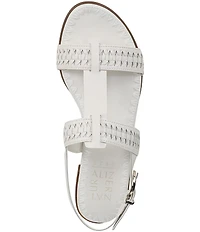 Naturalizer Nia Leather Buckle Hardware T-Strap Ankle Wrap Sandals