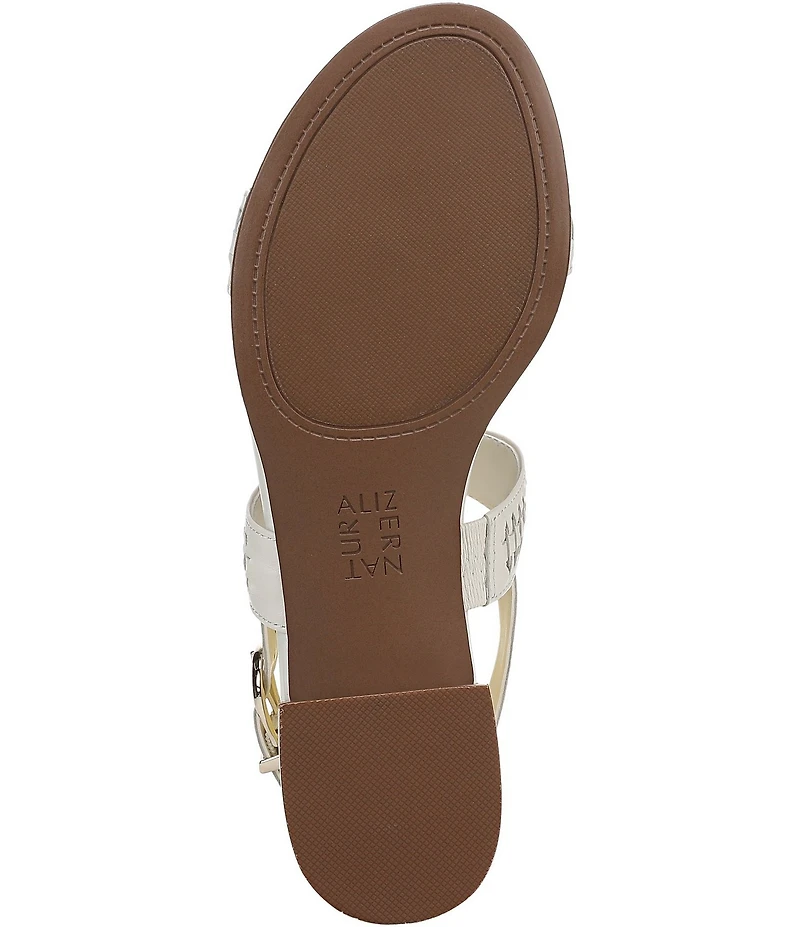 Naturalizer Nia Leather Buckle Hardware T-Strap Ankle Wrap Sandals