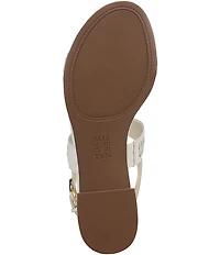 Naturalizer Nia Leather Buckle Hardware T-Strap Ankle Wrap Sandals