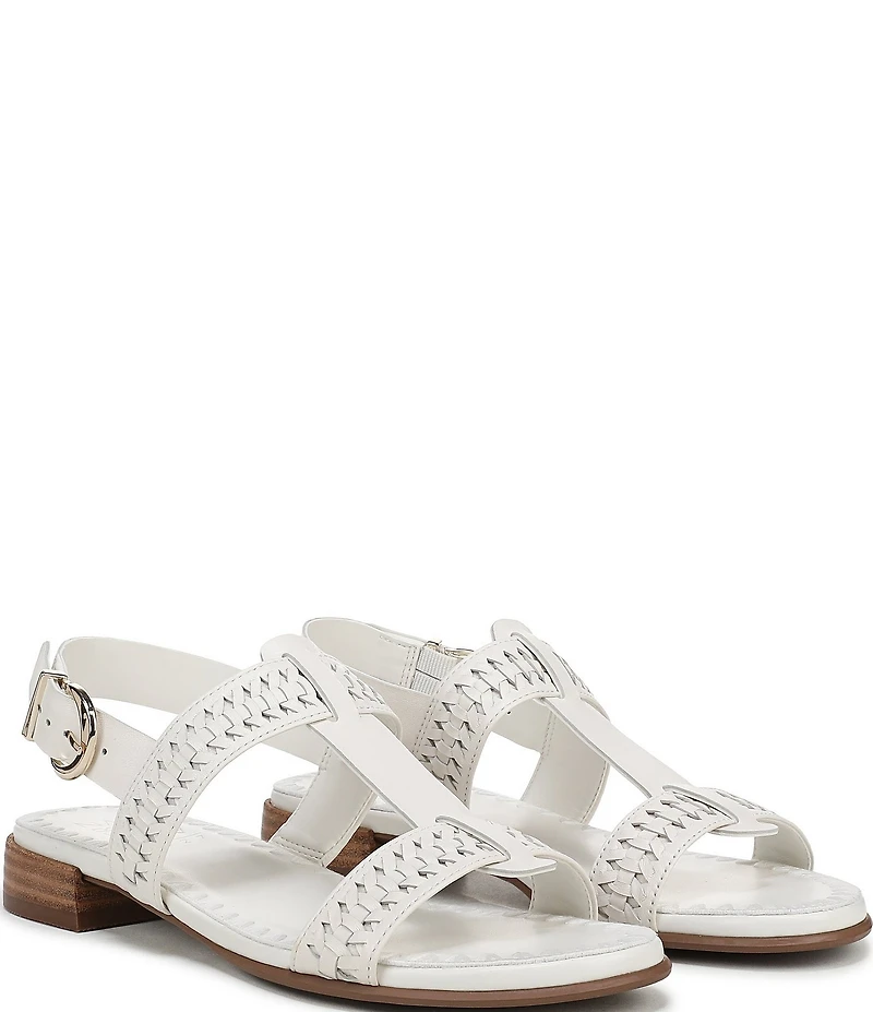 Naturalizer Nia Leather Buckle Hardware T-Strap Ankle Wrap Sandals