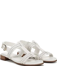 Naturalizer Nia Leather Buckle Hardware T-Strap Ankle Wrap Sandals