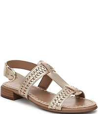 Naturalizer Nia Metallic Leather Buckle Hardware T-Strap Ankle Wrap Sandals