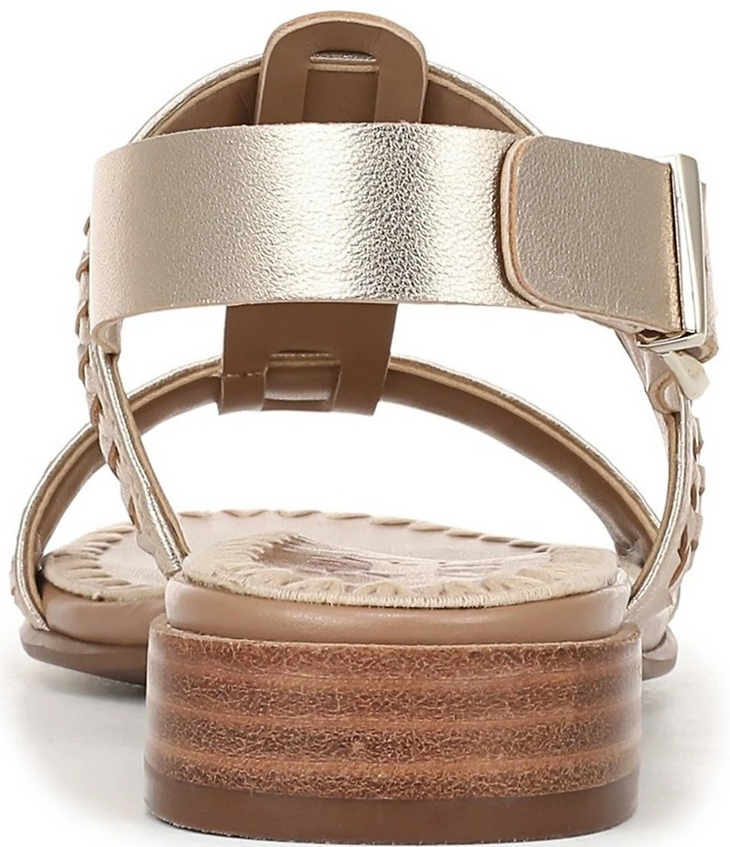 Naturalizer Nia Metallic Leather Buckle Hardware T-Strap Ankle Wrap Sandals