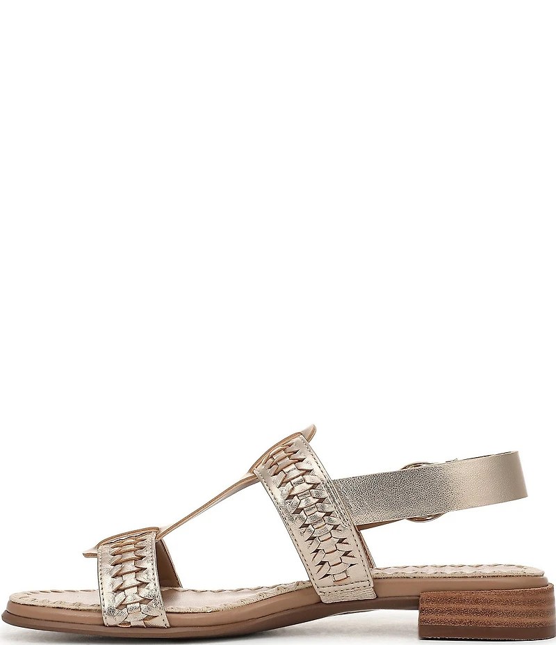 Naturalizer Nia Metallic Leather Buckle Hardware T-Strap Ankle Wrap Sandals