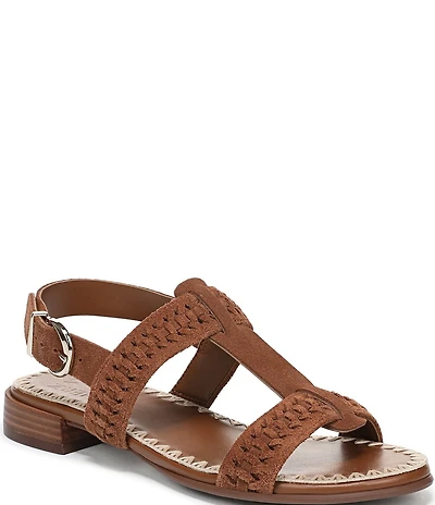 Naturalizer Nia Suede Buckle Hardware T-Strap Ankle Wrap Sandals