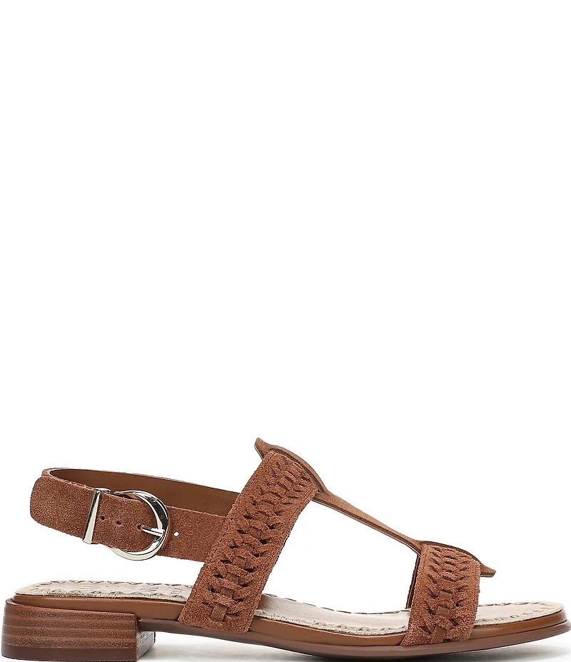 Naturalizer Nia Suede Buckle Hardware T-Strap Ankle Wrap Sandals