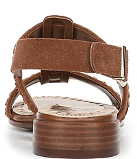 Naturalizer Nia Suede Buckle Hardware T-Strap Ankle Wrap Sandals