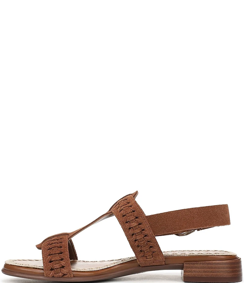 Naturalizer Nia Suede Buckle Hardware T-Strap Ankle Wrap Sandals