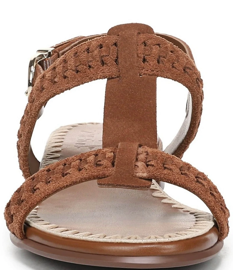 Naturalizer Nia Suede Buckle Hardware T-Strap Ankle Wrap Sandals