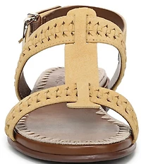 Naturalizer Nia Suede Buckle Hardware T-Strap Ankle Wrap Sandals