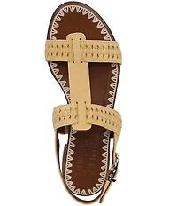 Naturalizer Nia Suede Buckle Hardware T-Strap Ankle Wrap Sandals