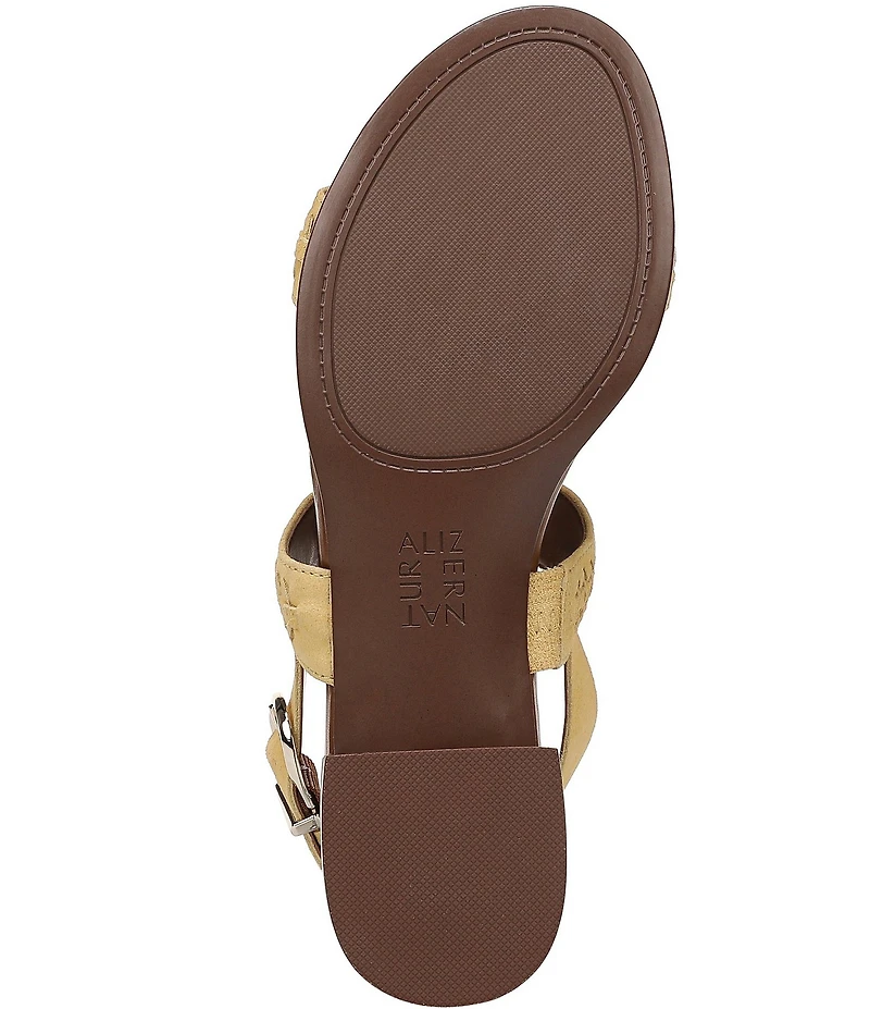 Naturalizer Nia Suede Buckle Hardware T-Strap Ankle Wrap Sandals